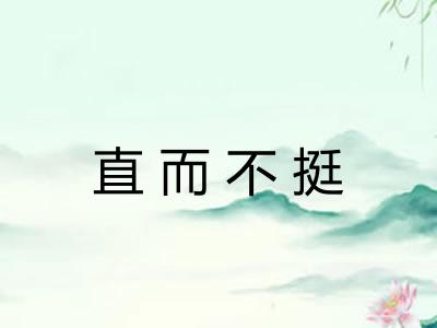 直而不挺 直而不挺